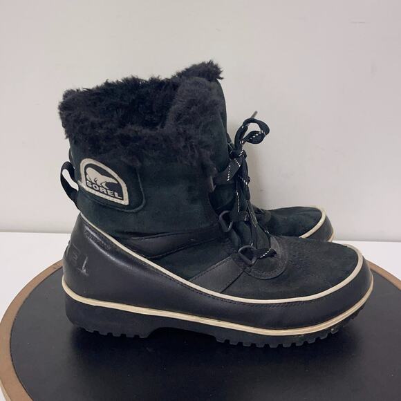 Sorel Winter‎ Boots Women 8.5 Black Faux Fur Waterproof Insulated Cozy - Picture 1 of 10